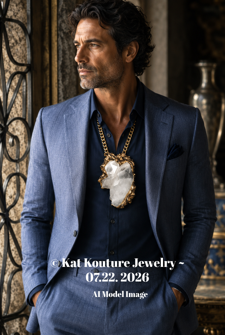 Raw Quartz Chest Piece - Sculpted Baroque Men's Statement