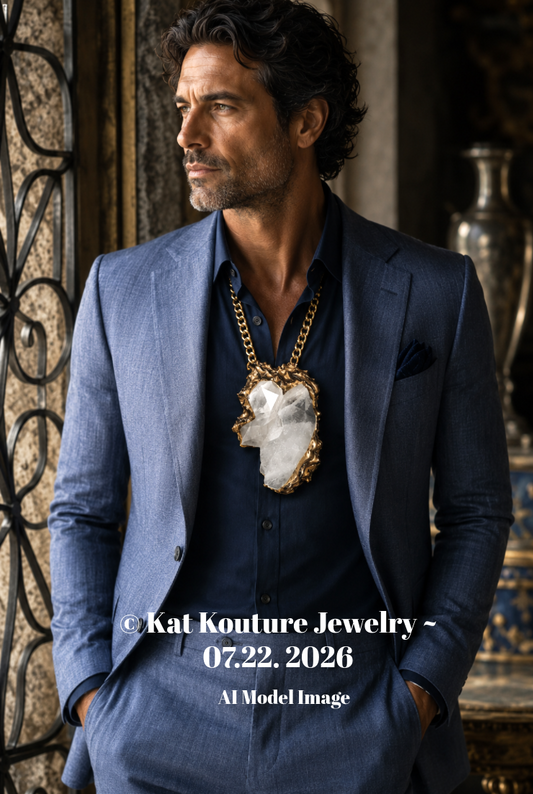 Raw Quartz Chest Piece - Sculpted Baroque Men's Statement