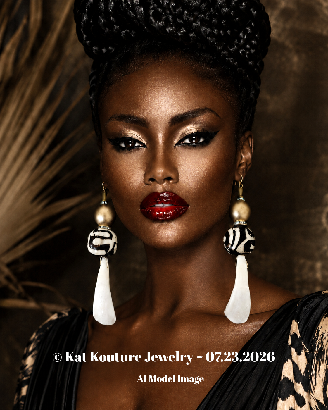 African Inspired Tribal Shoulder Duster Pierced Earrings - Wild Exotic
