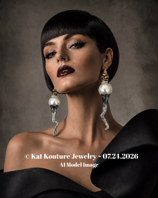 Sculpted Faux Pearl Avant Garde Pierced Earrings - Haute Couture
