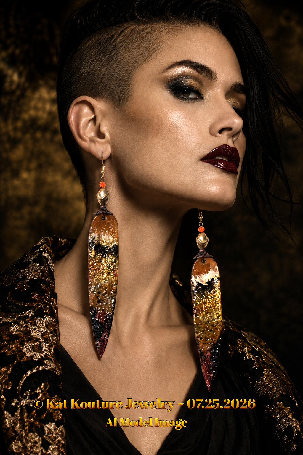 Earth Tone Ombre Shoulder Duster Pierced Earrings - OOAK Wearable Art