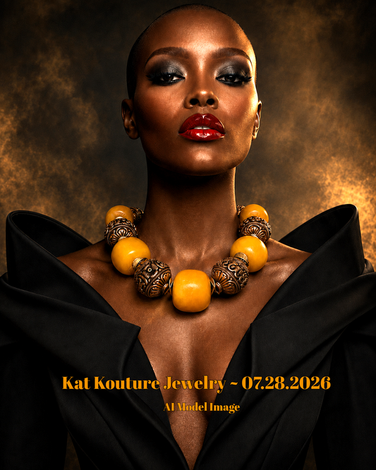Copal Amber & Tibetan Copper Repousse Luxury Oversized Necklace