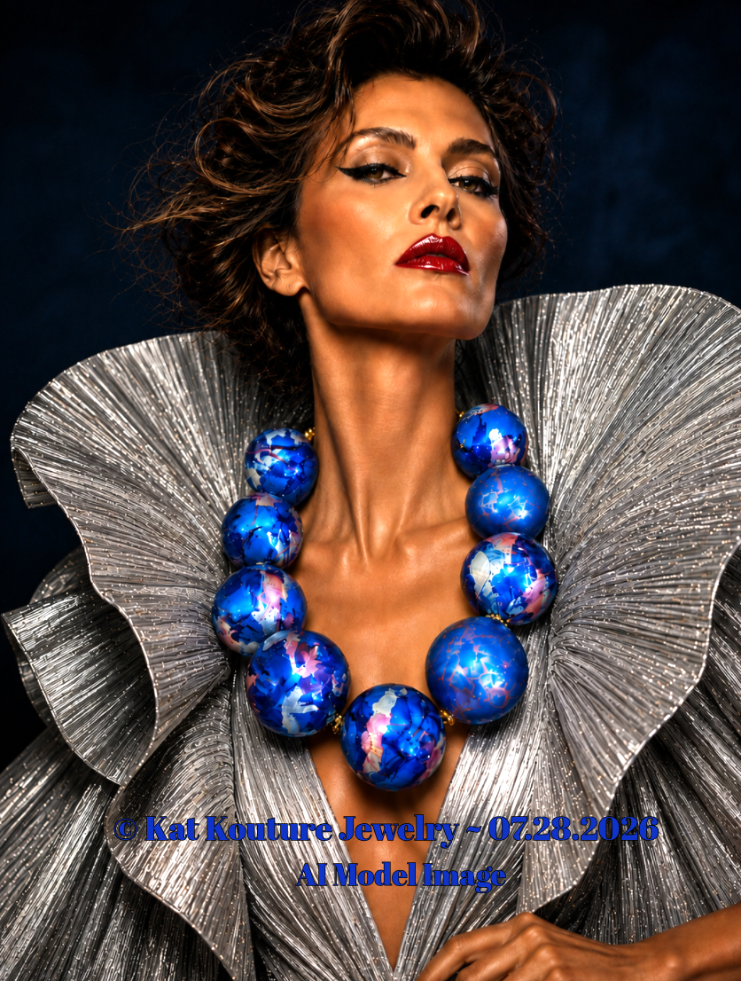 Luxury Oversized Beaded Sculpted Orb Statement Necklace - Lightweight