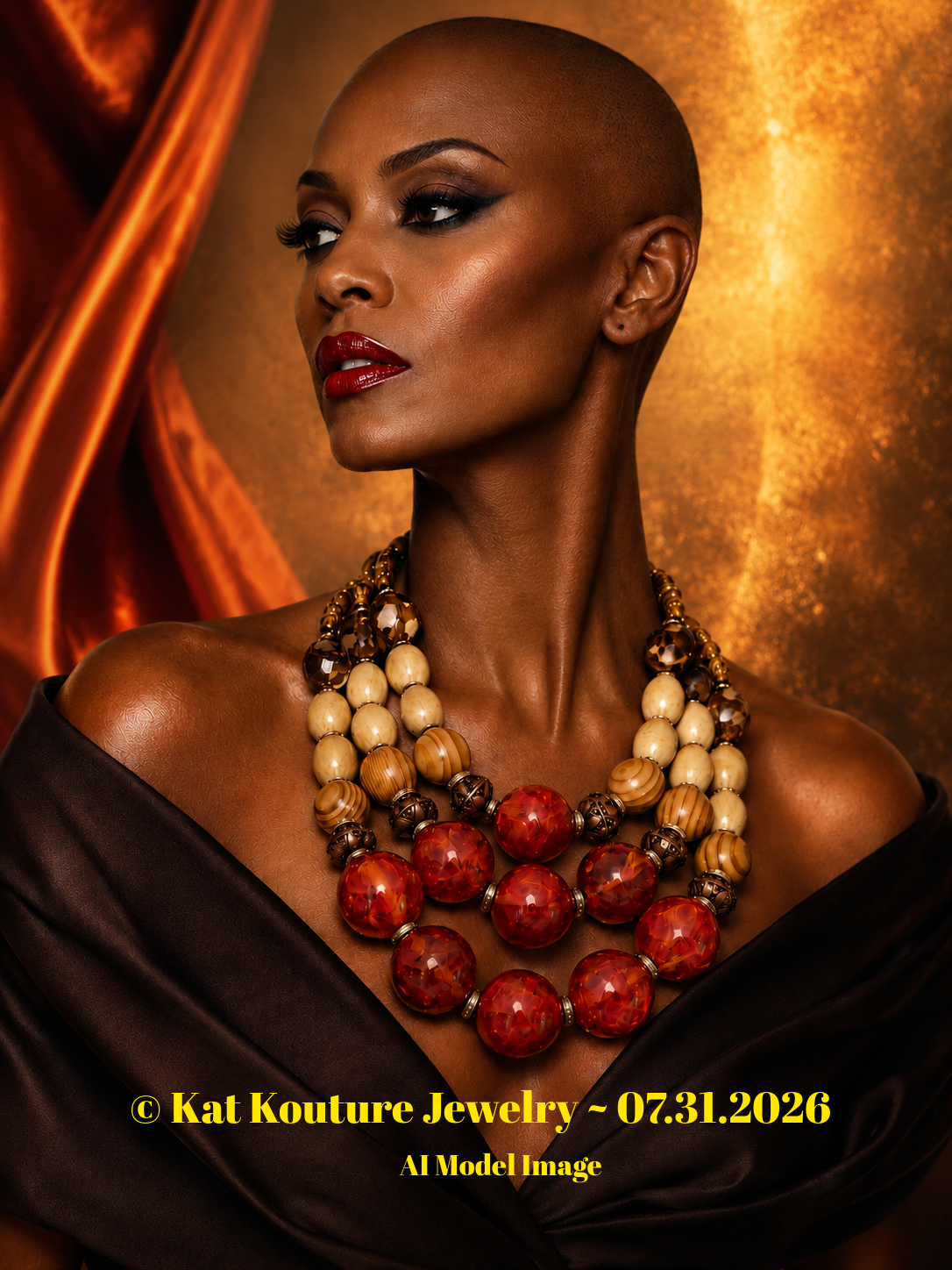 Oversized Tibetan Resin Ethnic Beaded Statement Necklace - Autumn