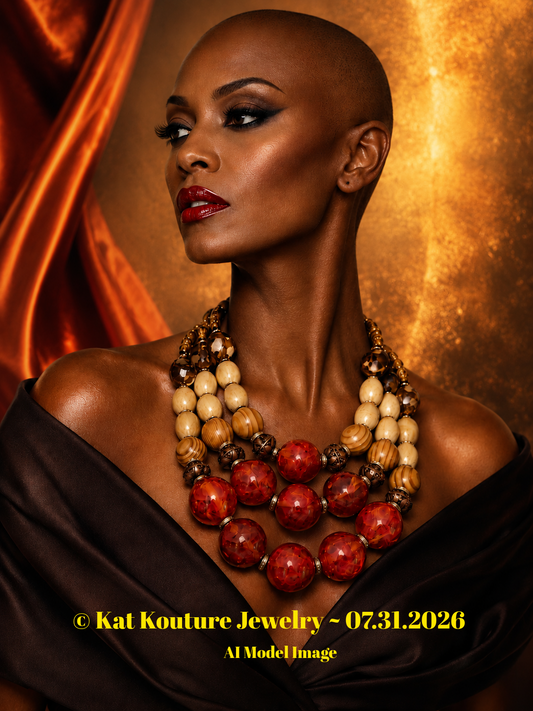 Oversized Tibetan Resin Ethnic Beaded Statement Necklace - Autumn