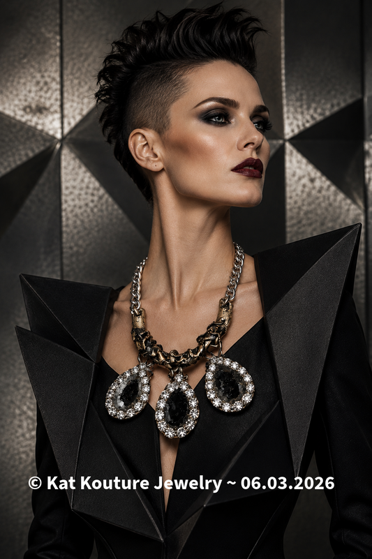 Sculpted Geode & Rhinestone Statement Chest Piece - Unisex Avant-Garde
