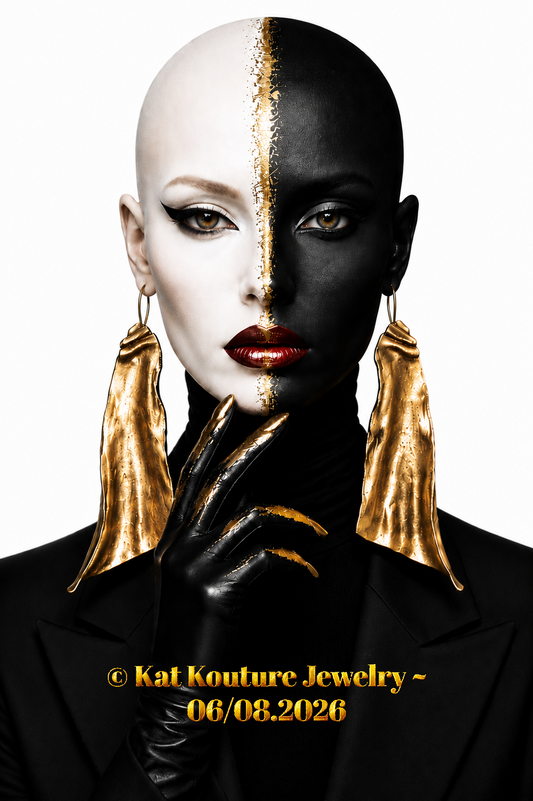 Sculpted Avant Garde Faux Gold Shoulder Duster Pierced Earrings