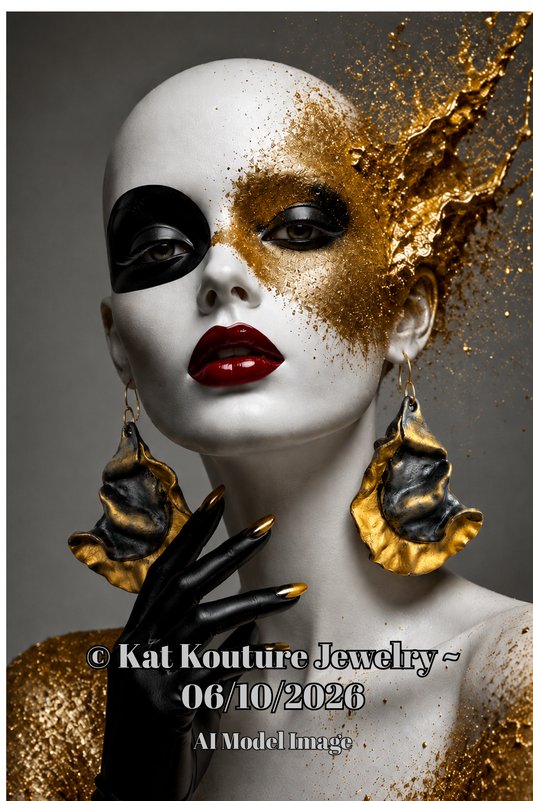 Metallic Gold & Zinc Hand Sculpted Faux Metal Shoulder Dusters - OOAK