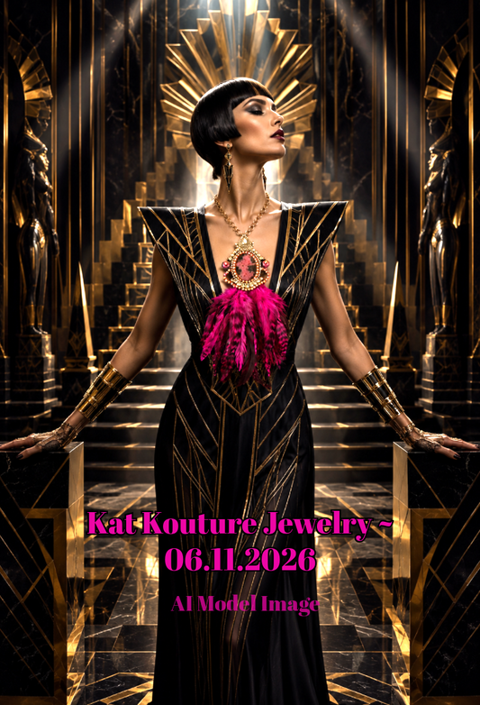 Agate Rhinestone and Feather Gatsby Revival Chest Piece, Theatrical