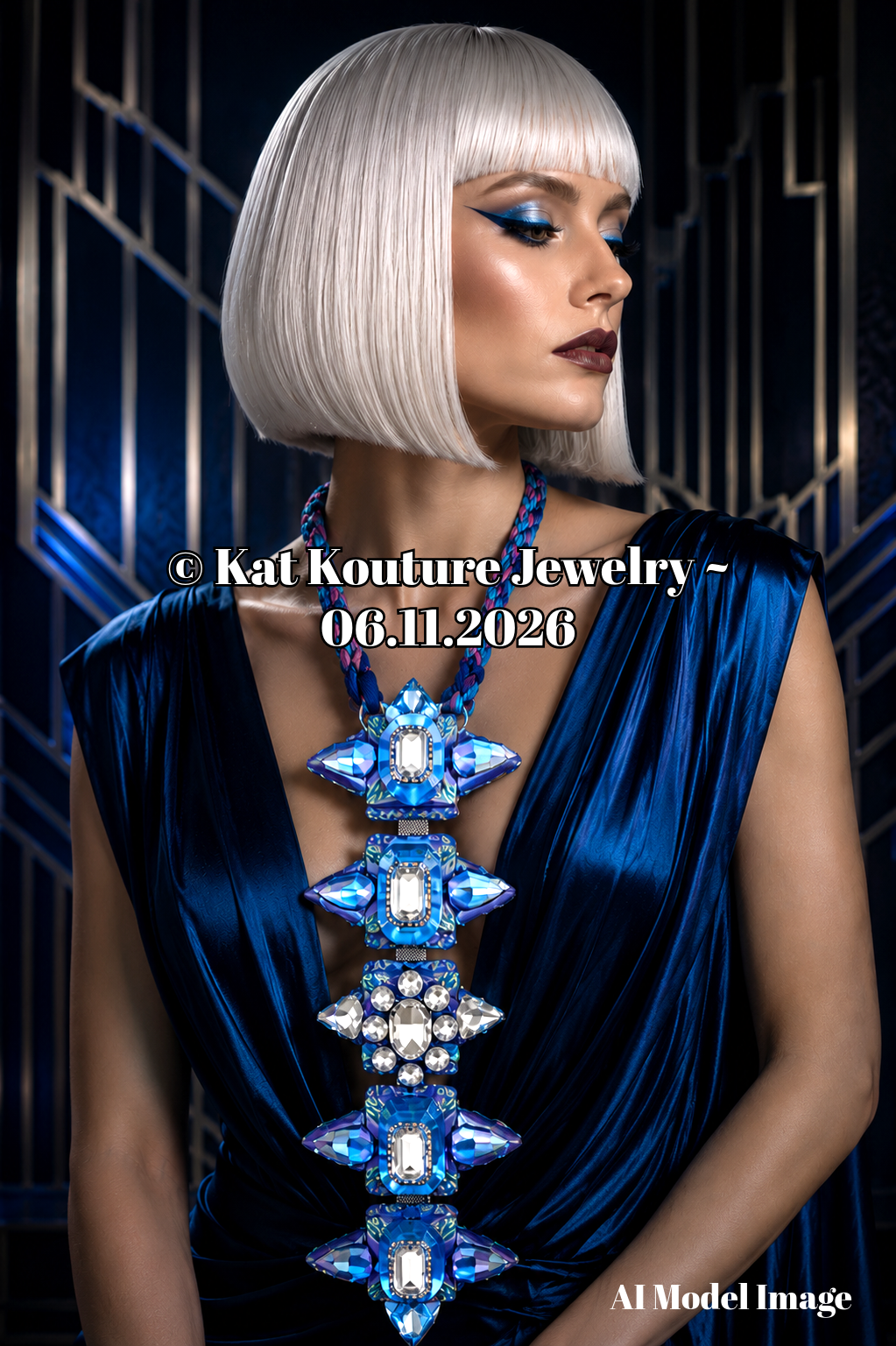 Sculpted Art Deco Crystal Totem Chest Piece - Modern Flapper