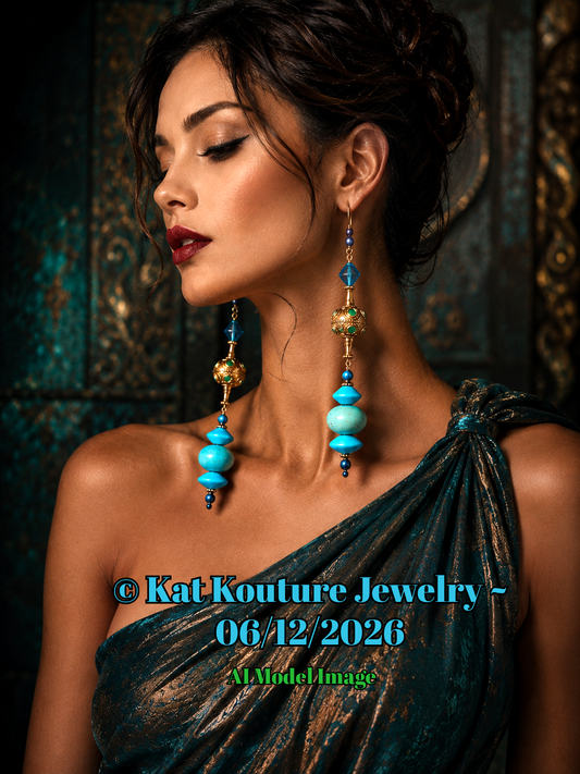 Exotic Ethnic Beaded Shoulder Duster Pierced Statement Earrings
