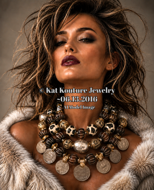Bold Kuchi Coin Tribal Haute Couture Choker - Earth Tone