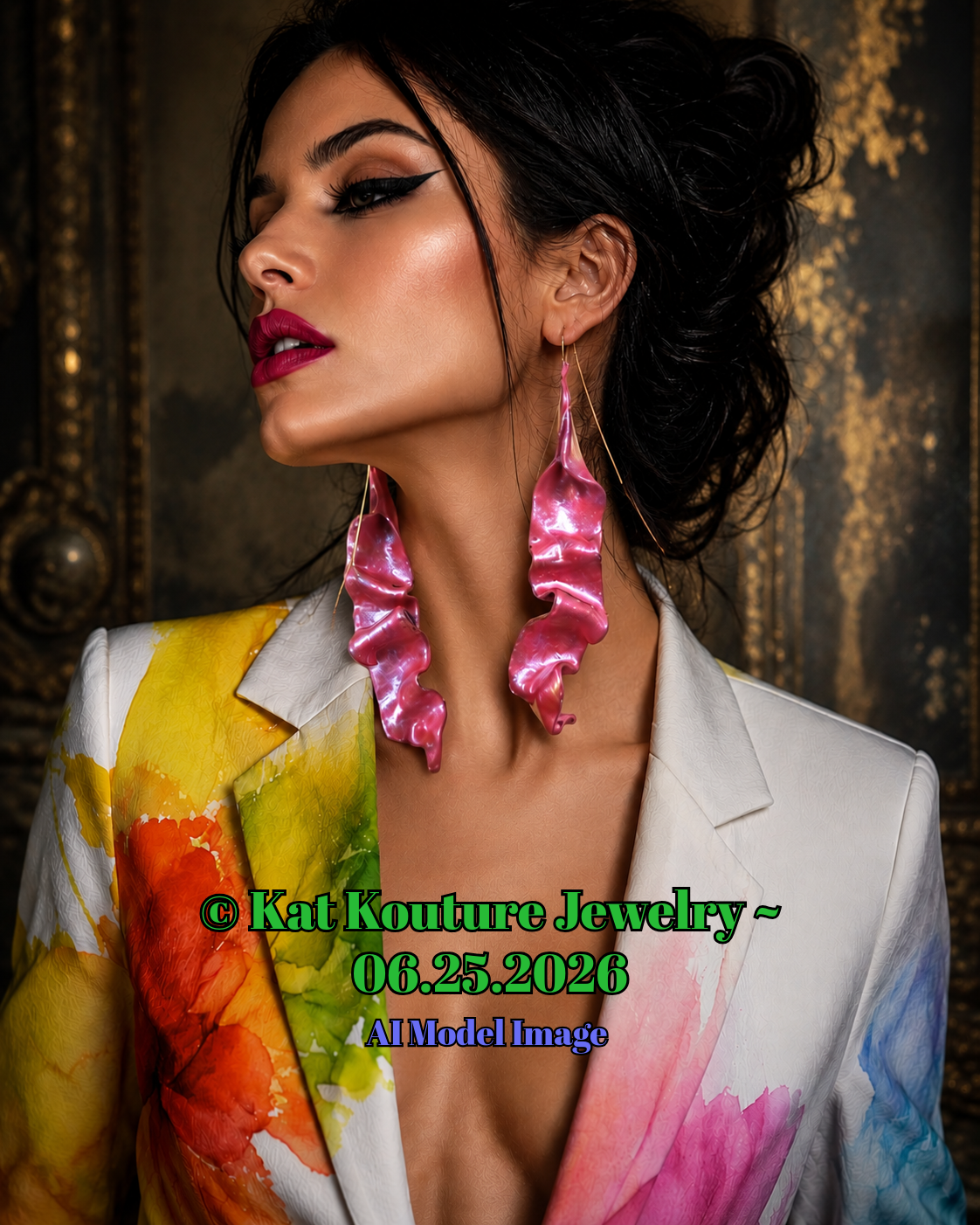 Hand Sculpted Pink Color Shift Abstract Shoulder Duster Earrings
