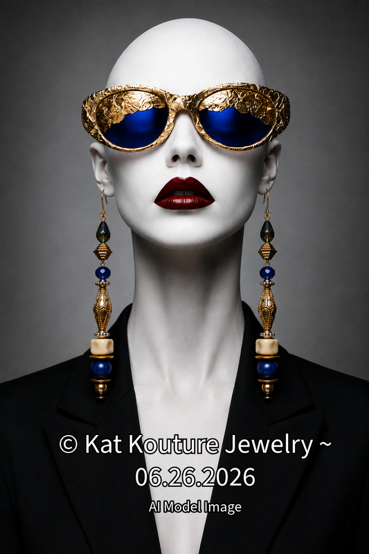 Lapis Lazuli, Coral and Crystal Shoulder Duster Pierced Earrings