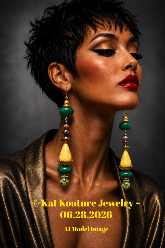 Emerald Agate, Ruby Zoisite & Crystal Shoulder Duster Earrings