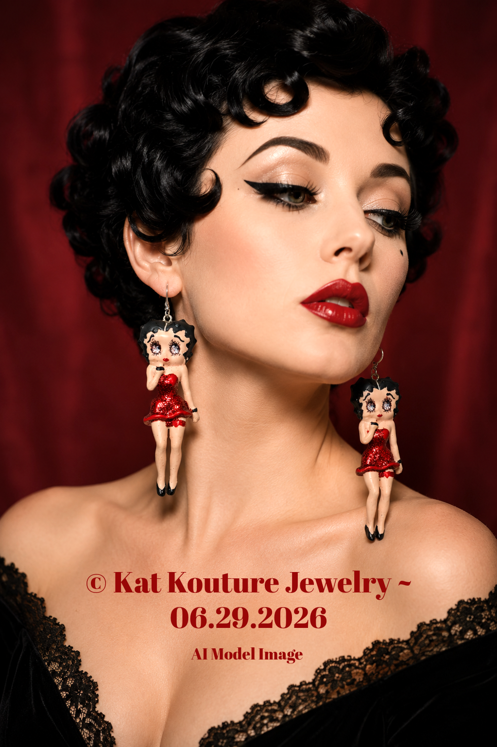 Vintage Betty Boop Femme Fatale Figurine Statement Earrings - Whimsy