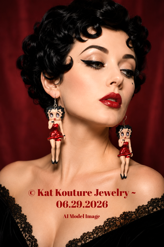 Vintage Betty Boop Femme Fatale Figurine Statement Earrings - Whimsy