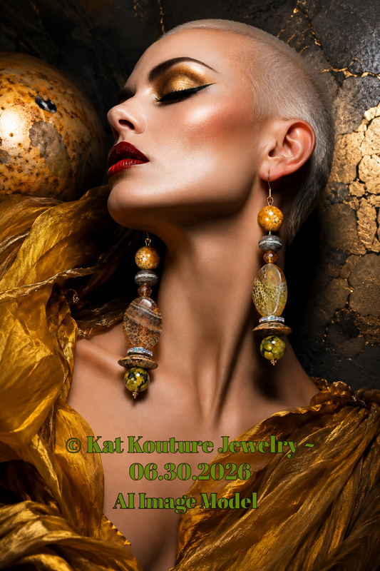 Earth Tone Agate & Jasper Pierced Statement Earrings - Autumn Wardrobe