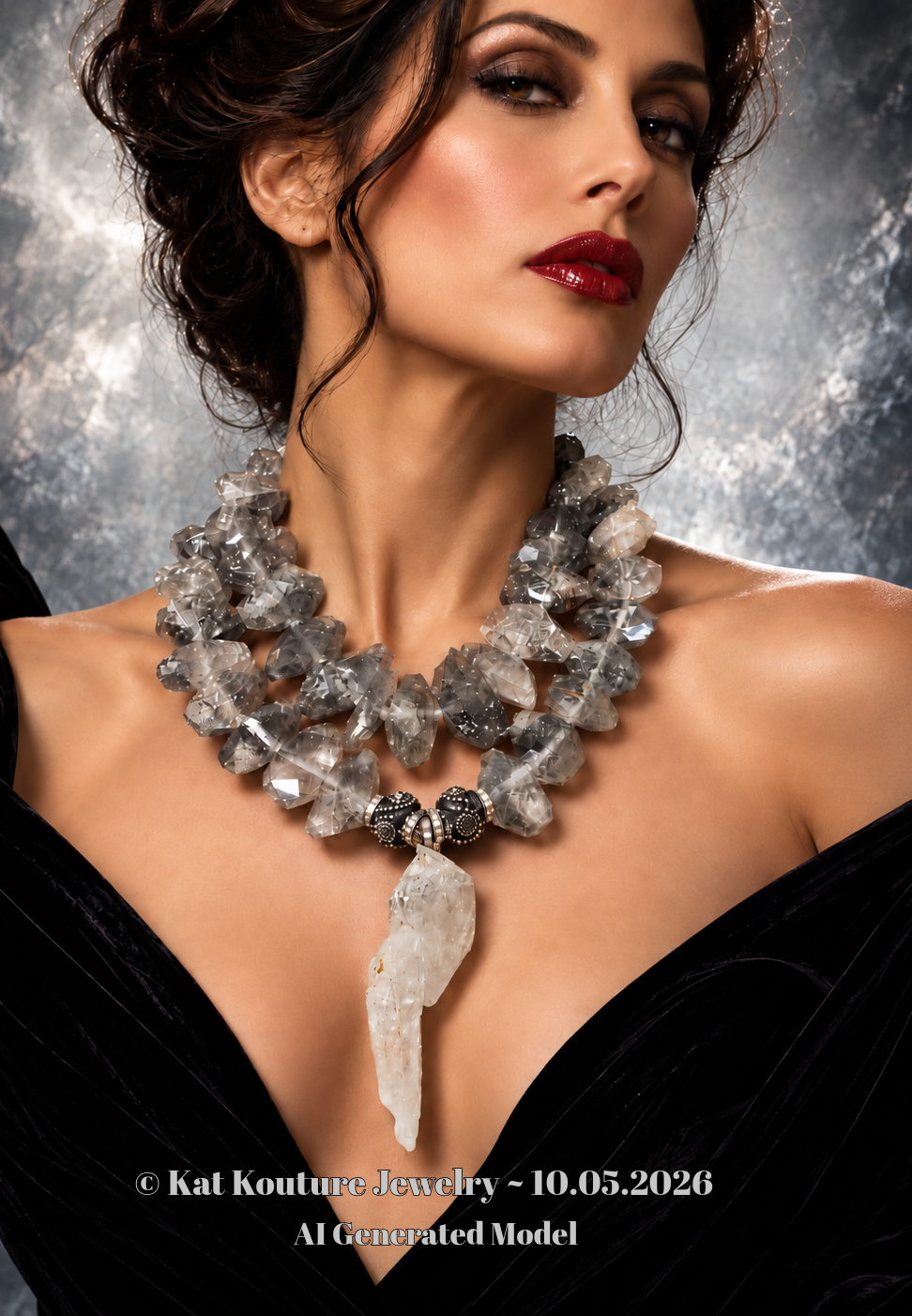 Luxury Herkimer Diamond & Tibetan Quartz Statement Necklace - Couture