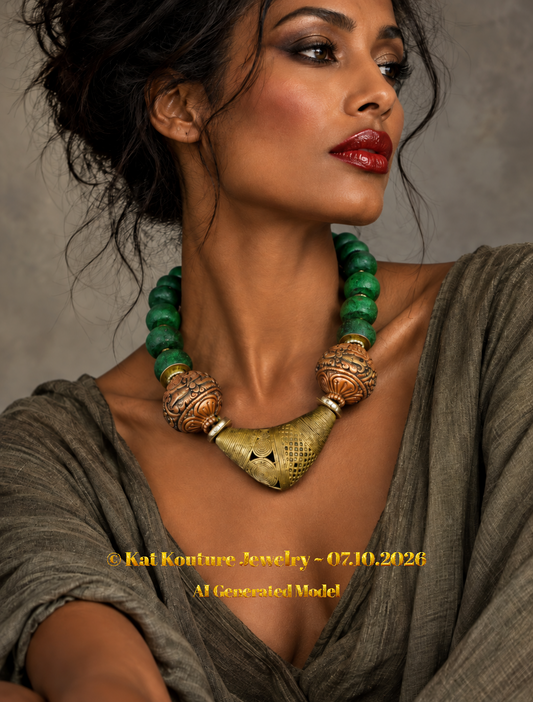 Unisex Style African & Tibetan Beaded Statement Necklace - Bold Chunky
