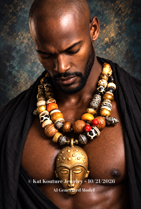 Ghana Mask Tribal Beaded Luxury Necklace - VIP Collectors