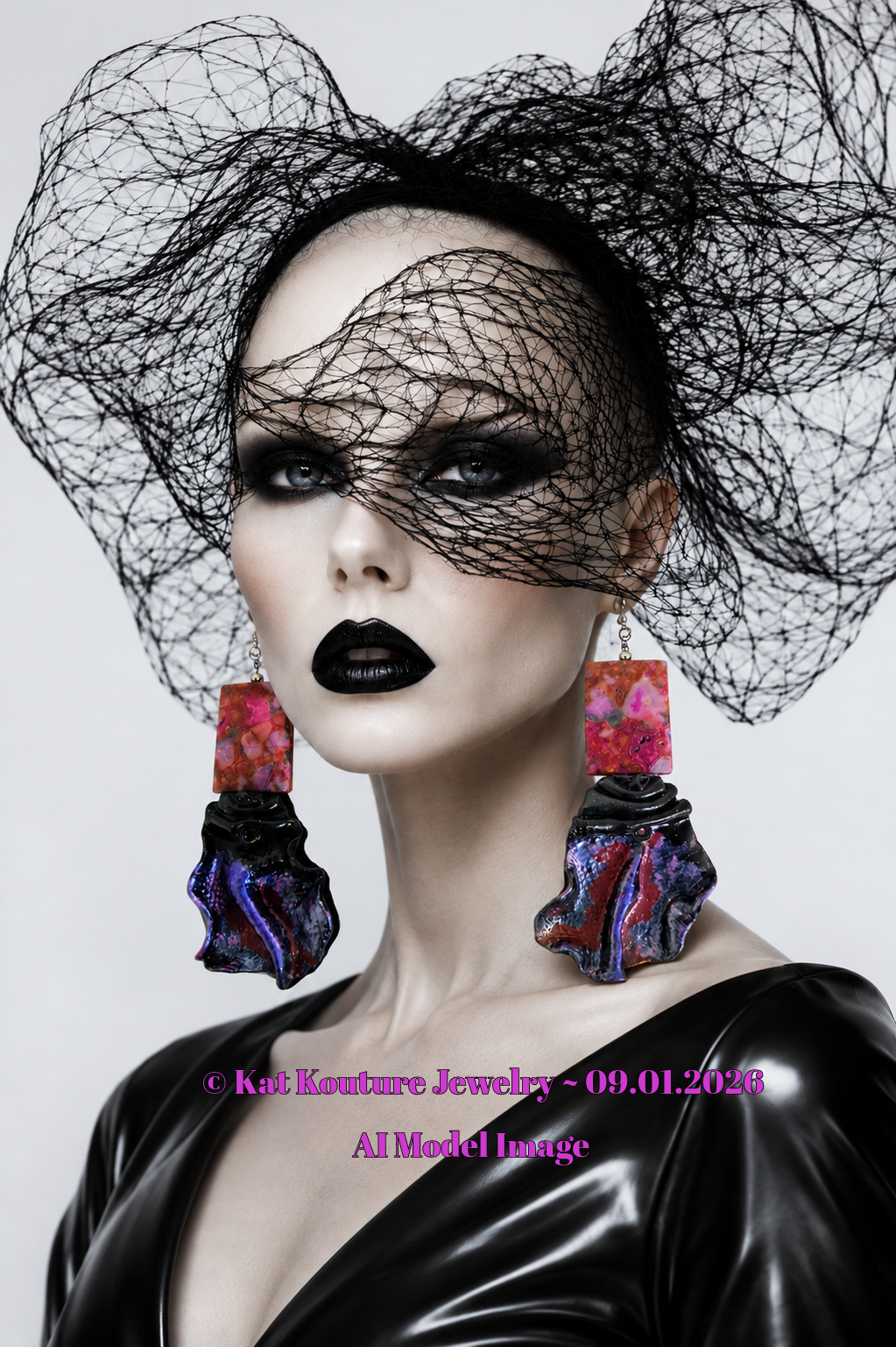 Pink Crazy Lace Agate & Faux Snakeskin Sculpted Pierced Earrings