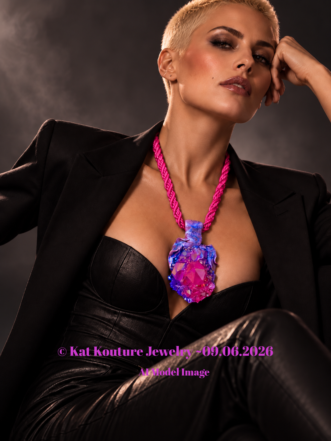 Pink Purple & Blue Sculpted Quartz Gemstone Pendant - Feminine Luxe