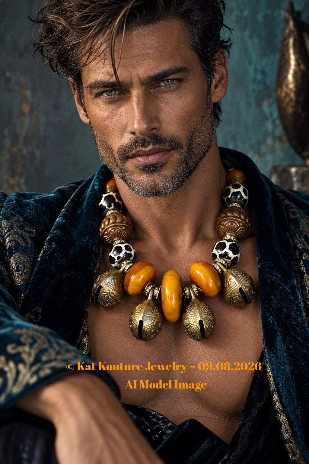 Bold Ethnic Tribal Necklace with Brass Bells – Androgynous Style