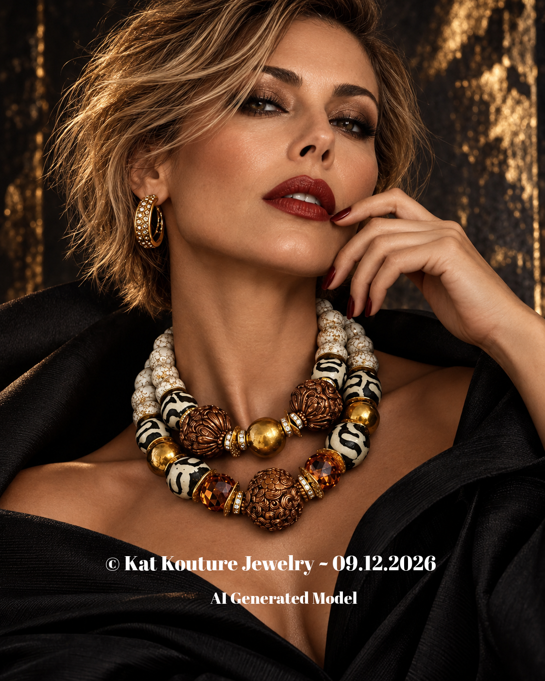 White Magnesite Crystal Bone & Copper Repousse Luxury Luxury Necklace