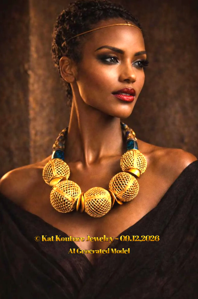 Lost Wax Brass Oversized Orb Statement  Necklace - African Luxury