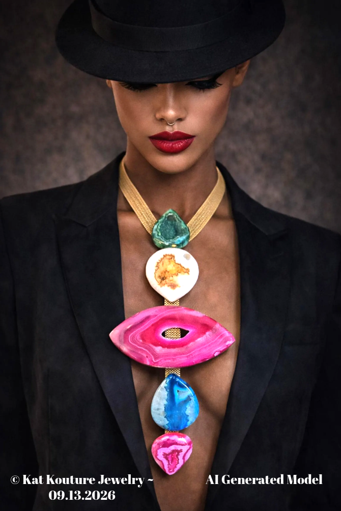 Druzy Agate Gemstone Totem Statement Chest Piece - Artisan