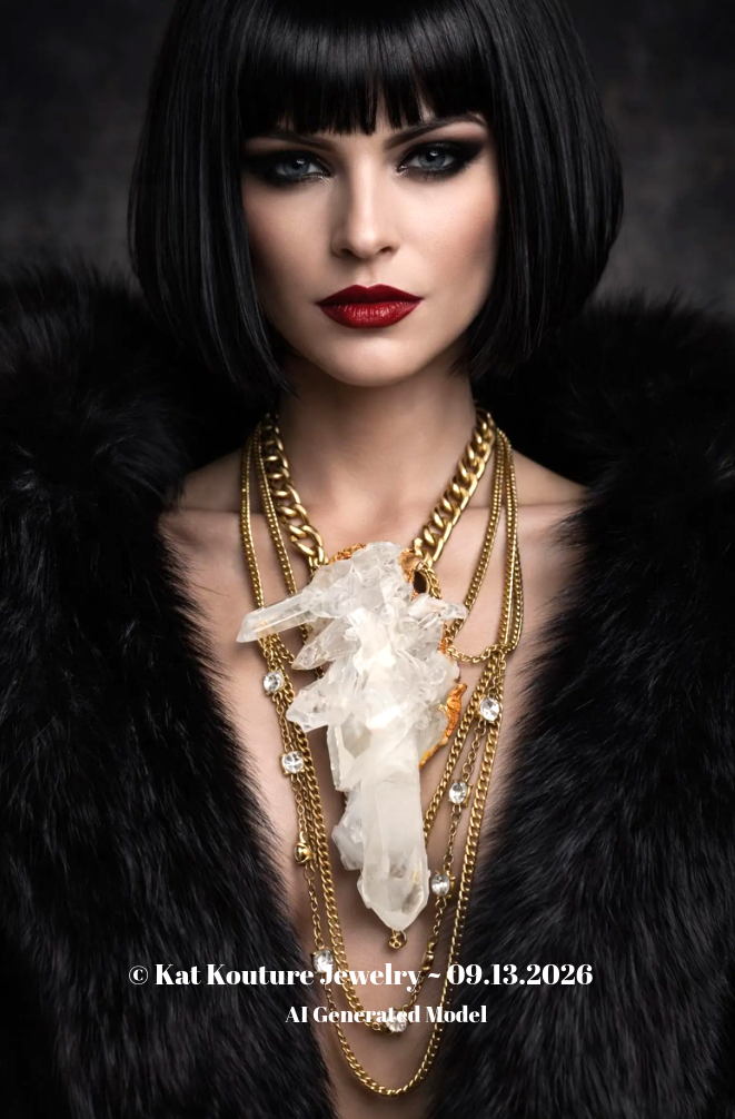 Sculpted Rough Quartz Luxury Chest Piece with Draped Chains