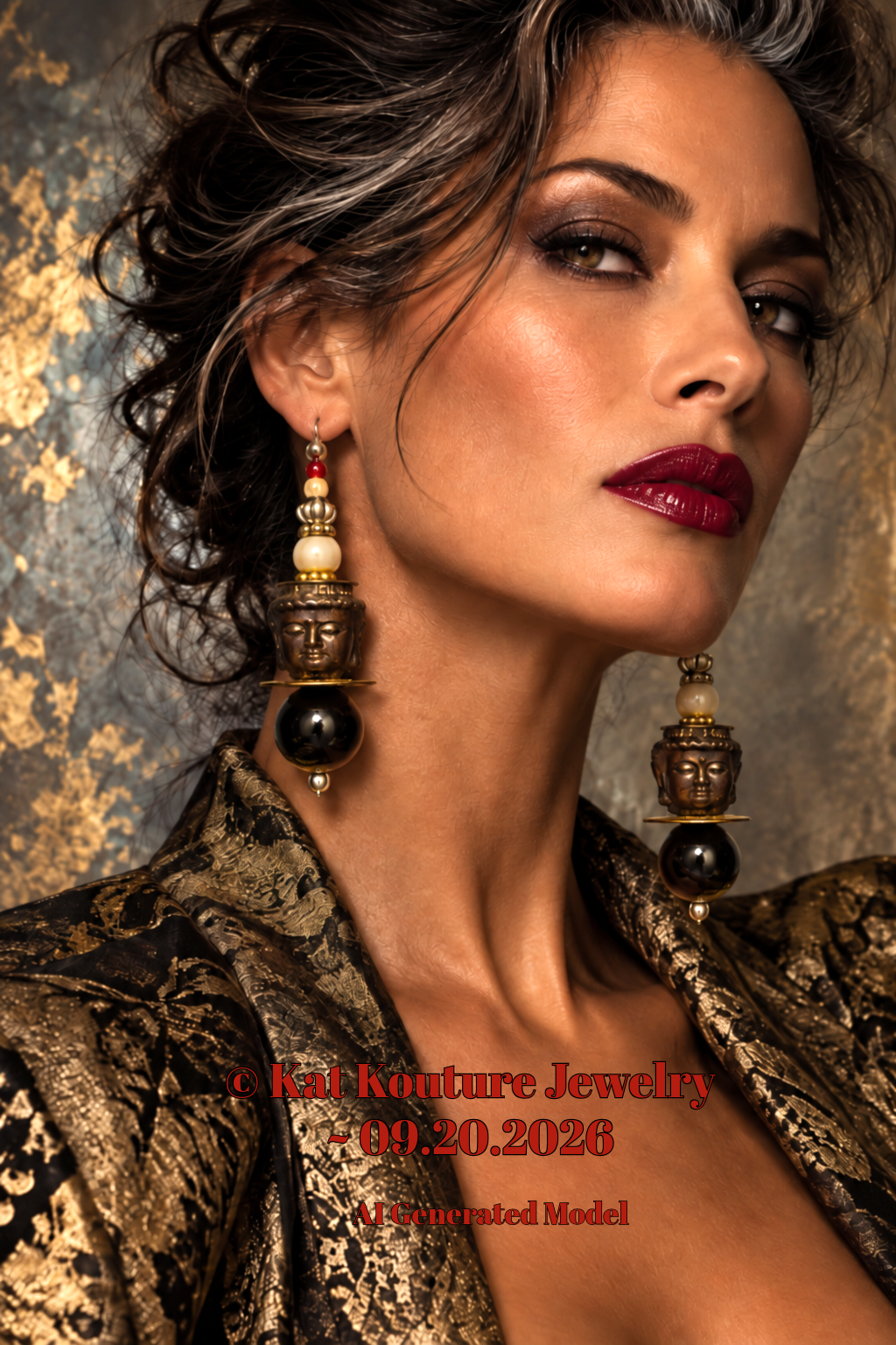 Black & Brown Buddha Head Beaded Dangle Statement Earrings