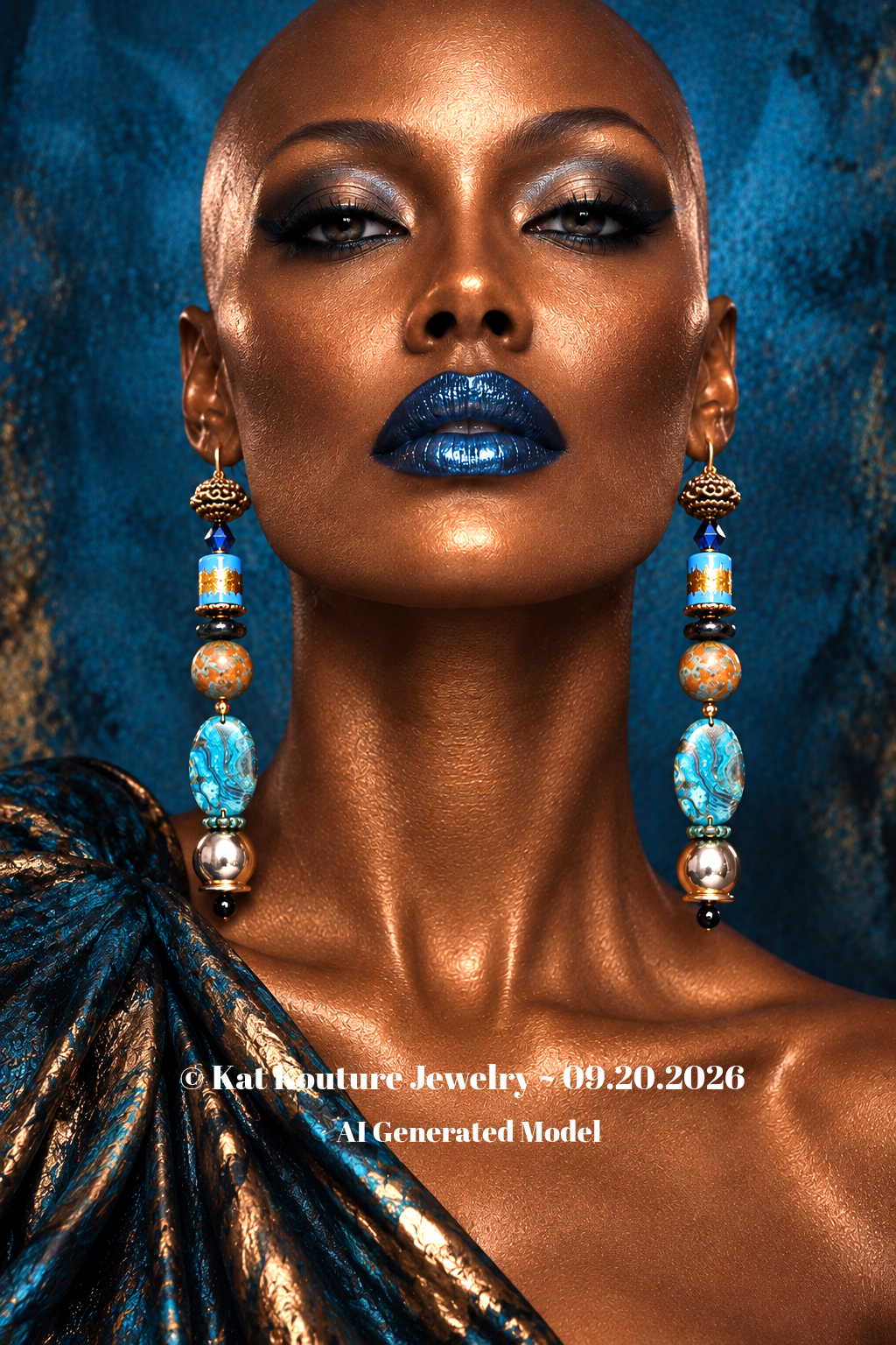 Agate Jasper & African Glass Long Beaded Pierced Statement Earrings