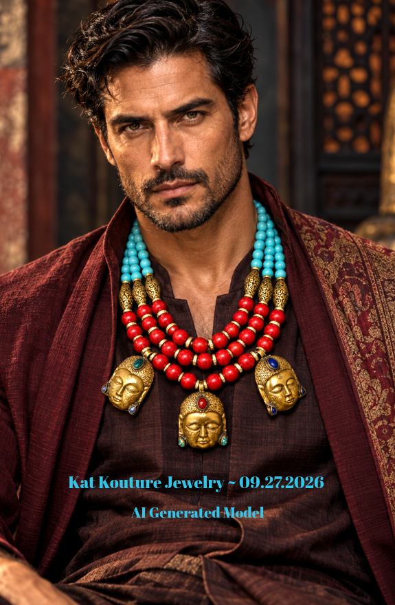 Tibetan Buddha Beaded Chest Piece - Haute Couture OOAK