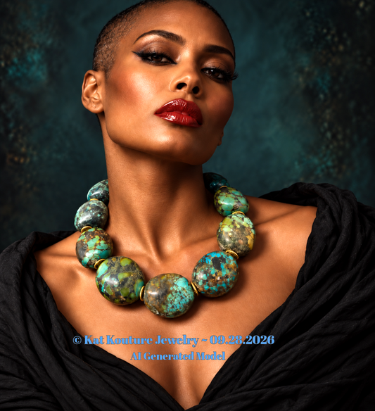Huge Hubei Turquoise Boulder Western Statement Necklace - Androgynous
