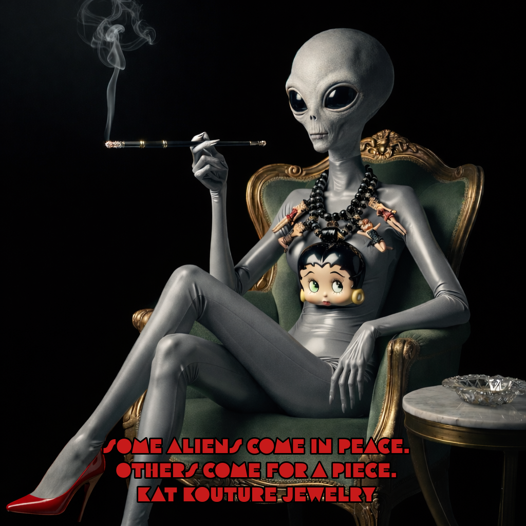 Vintage Betty Boop Statement Gemstone Pendant, Femme Fatale Cartoon Ch