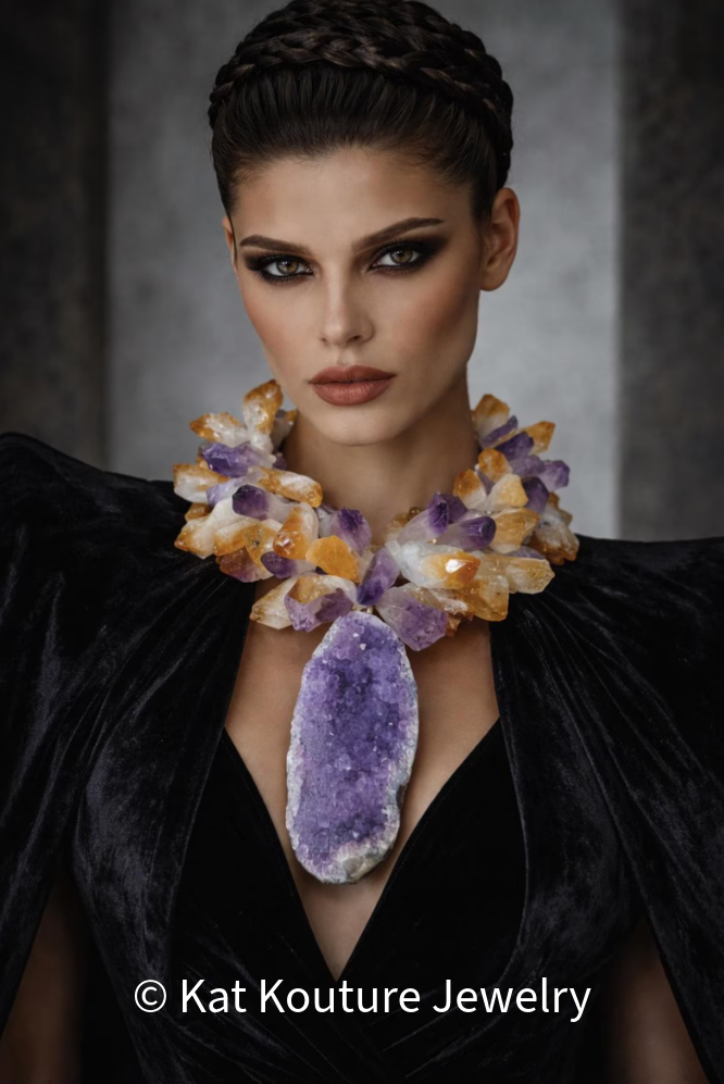 Amethyst & Citrine Geode Pendant — High End Couture