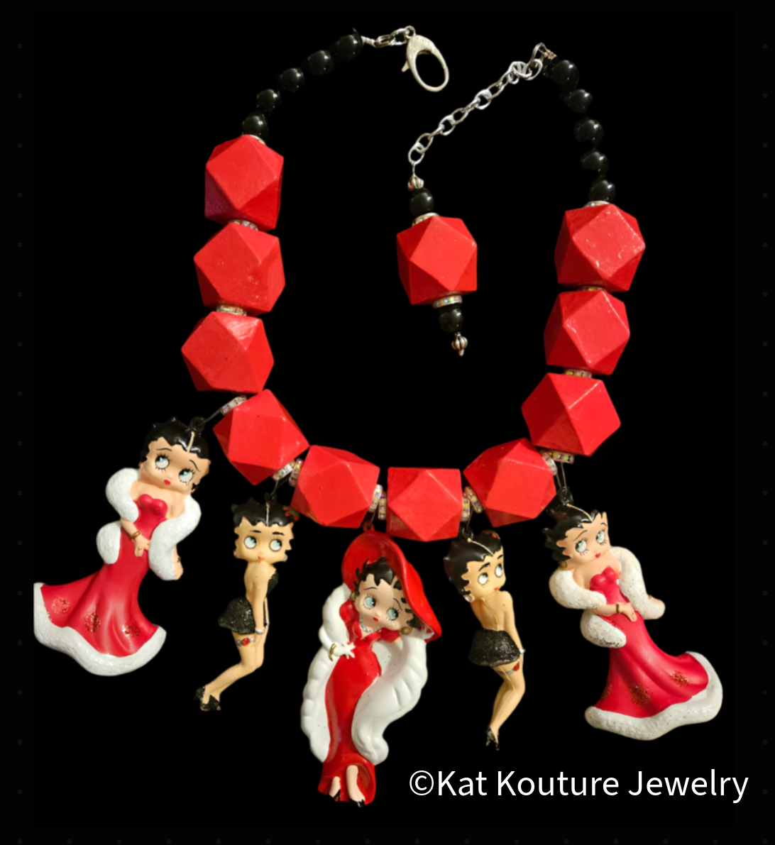 Betty Boop Figurine Statement Necklace - Bold Femme Fatale Neck Candy