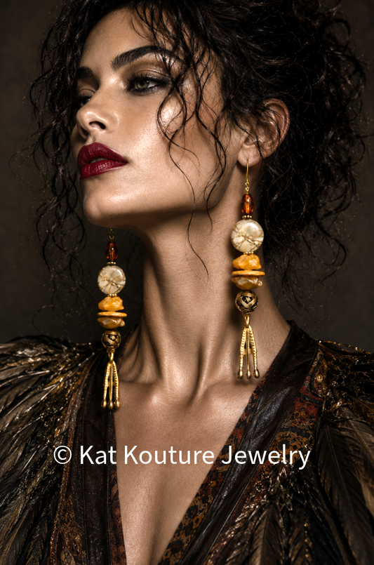African Inspired Mixed Media Autumn Tribal Shoulder Dusters   Haute
