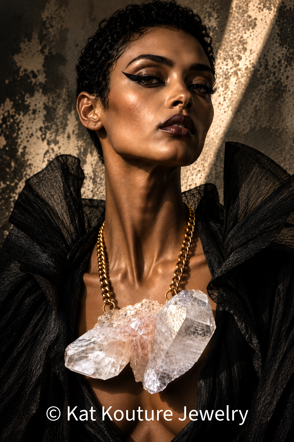 Huge Icy Rough Raw Quartz Gemstone Chest Piece for Men - Unisex