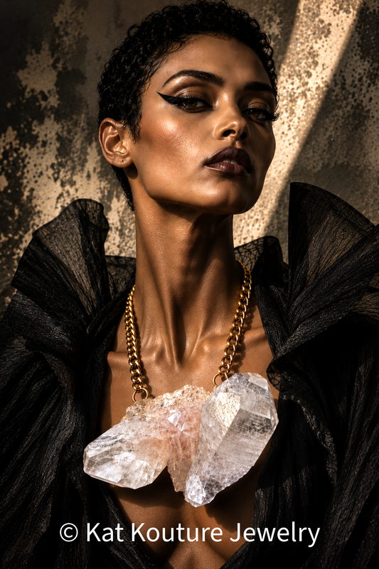 Huge Icy Rough Raw Quartz Gemstone Chest Piece for Men - Unisex