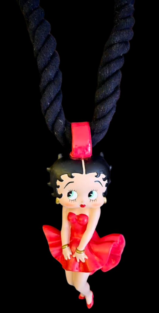 Whimsical Betty Boop Femme Fatale Rope Pendant - Lagenlook