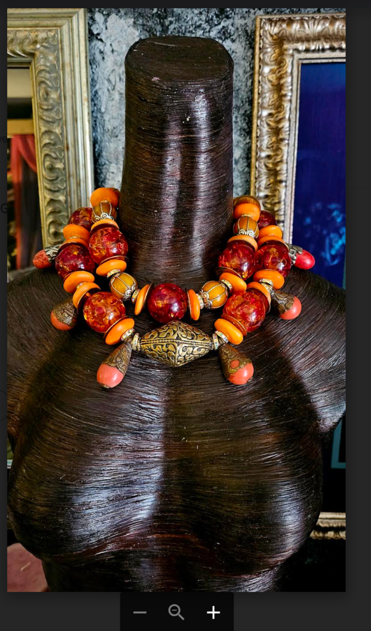 Orange Red & Gold African Tibetan Exotic Tribal Beaded Statement Necklace, Haute Couture Exotic Beaded Choker, Advanced Style Jewelry