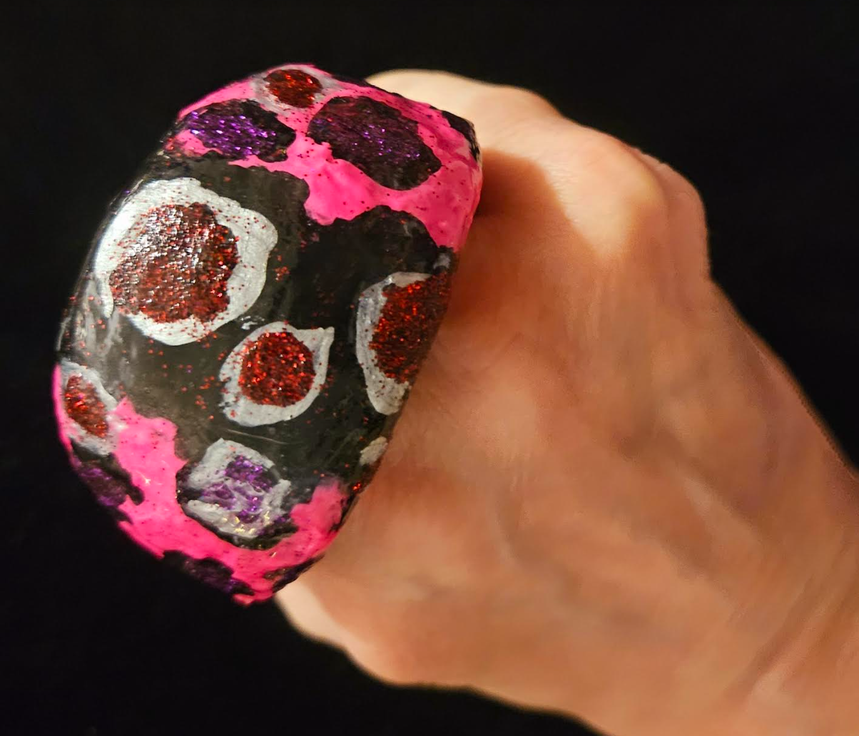 Sculpted Two Finger Dome Statement Ring - Abstract Leopard Print Finger Candy -  Hot Pink Black & Red Gaudy Cocktail Ring - Kat Kouture Jewelry