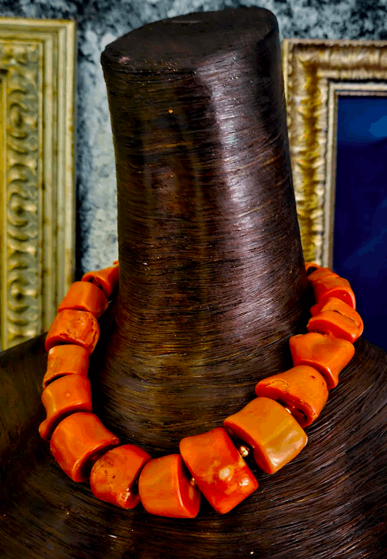 Orange and Gray Tagua Nut Necklace - Galapagos Tagua Jewelry