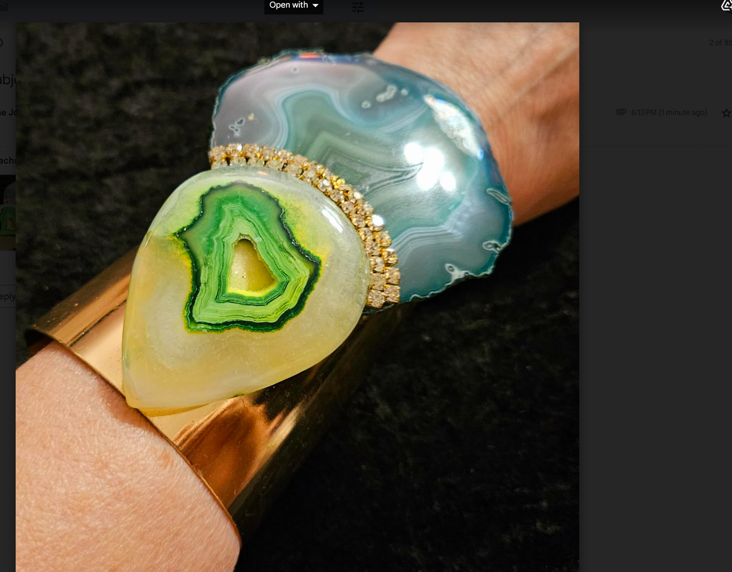 Green and Yellow Agate Cabochon Wide Statement Cuff for Women, Spring Catwalk Couture Bracelet, Gemstone Wrist Candy